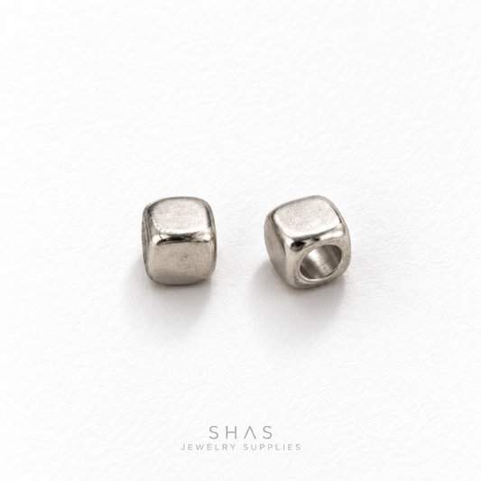 SSB36 Cube Spacer Bead Silver ( 1 pc ) PVD Plated