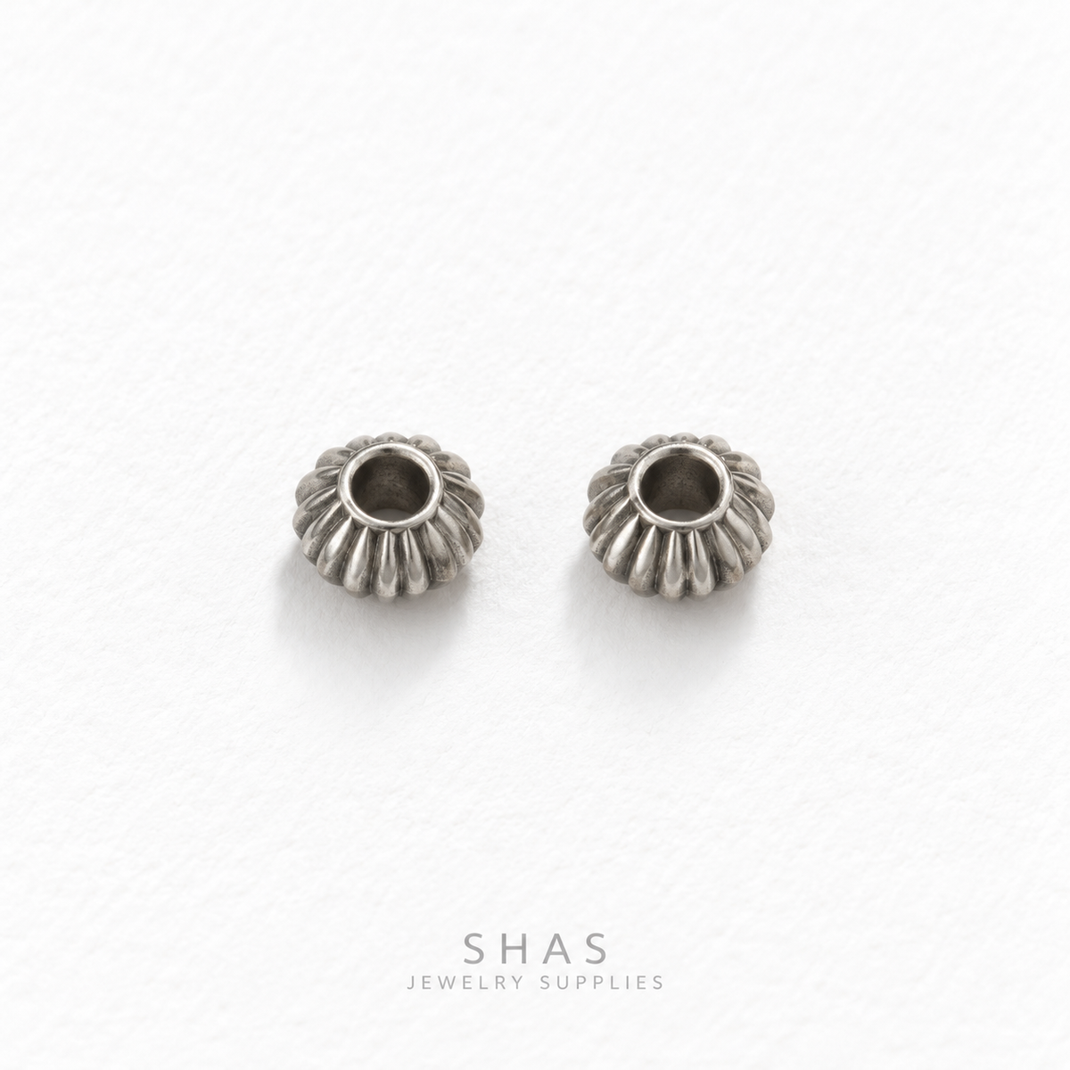 SSB37 Textured Abacus Spacer Bead Silver ( 1 pc ) PVD Plated
