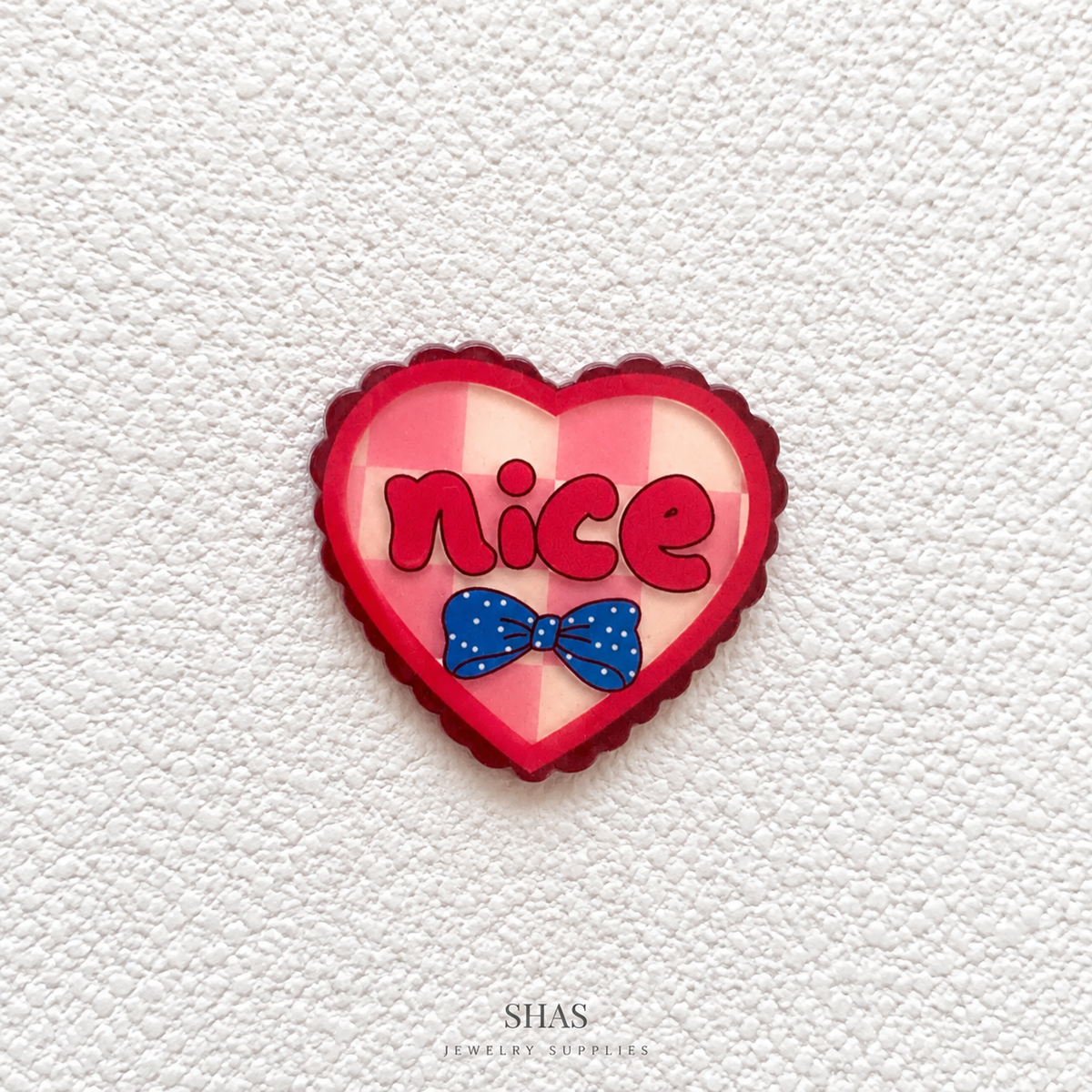 AB117N Nice Heart Acrylic Cabochon ( 1 pc )
