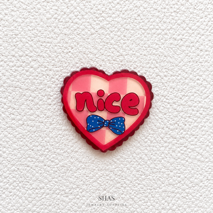 AB117N Nice Heart Acrylic Cabochon ( 1 pc )