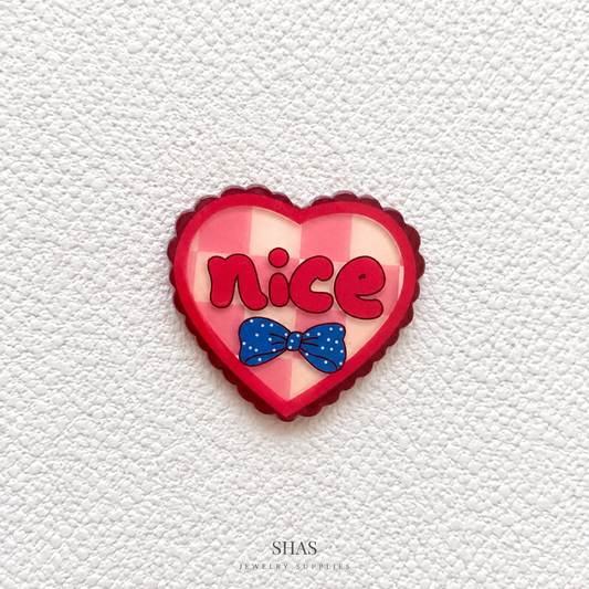 AB117N Nice Heart Acrylic Cabochon ( 1 pc )