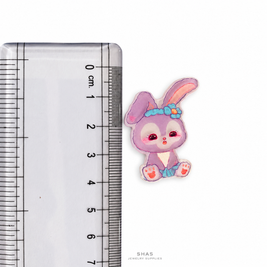 AB117L Kawaii Bunny Acrylic Cabochon ( 1 pc )