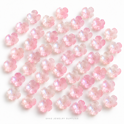 GB71 Four Petal Flower Glass Beads ( 1 pc ) Czech Bead