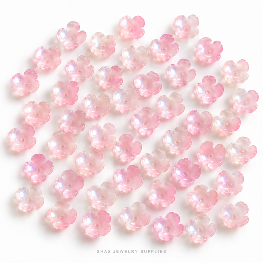 GB71 Four Petal Flower Glass Beads ( 1 pc ) Czech Bead