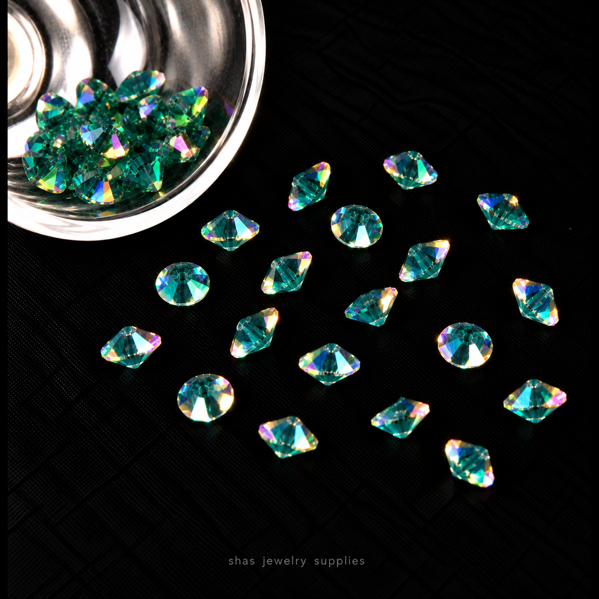 GB81 Saucer Satellite Crystal Beads Holographic Edge ( 1 pc ) 5A Quality