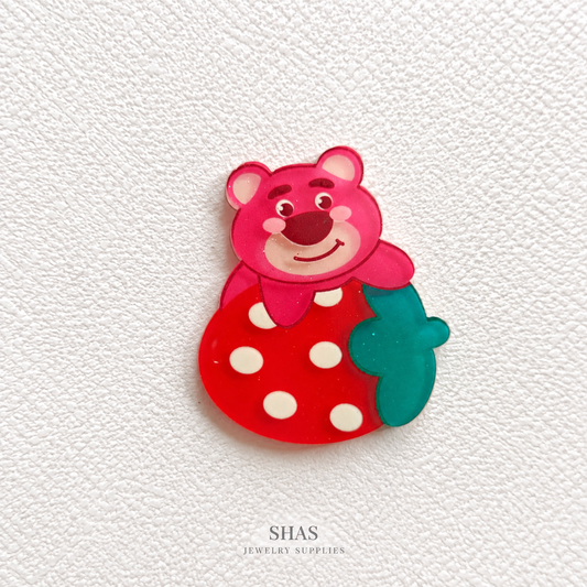 AB117W Strawberry Lotso Acrylic Cabochon ( 1 pc )