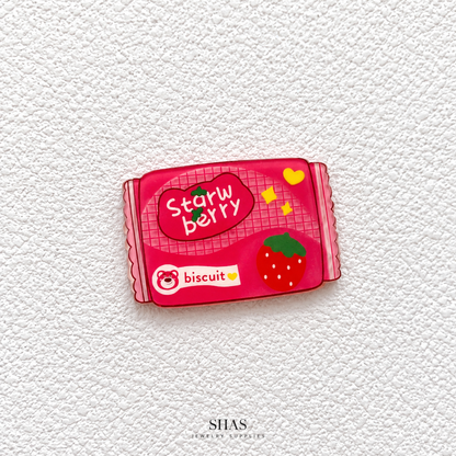 AB117K Strawberry Biscuit Acrylic Cabochon ( 1 pc )