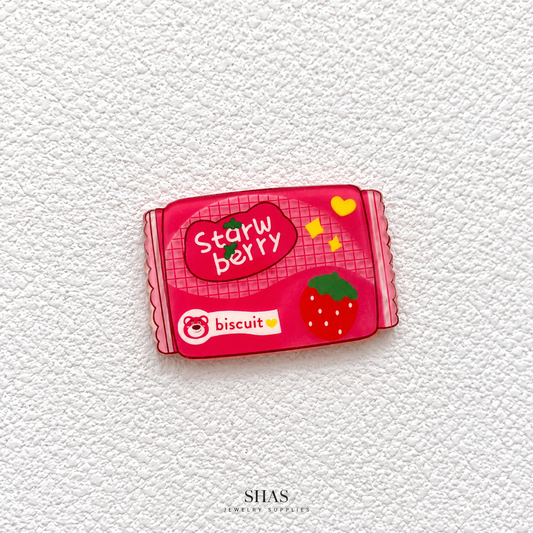 AB117K Strawberry Biscuit Acrylic Cabochon ( 1 pc )