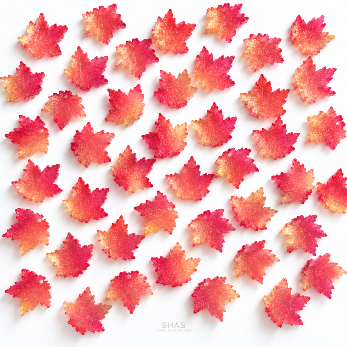 GB70 Maple Leaf Glass Beads ( 1 pc )  Lampwork Bead