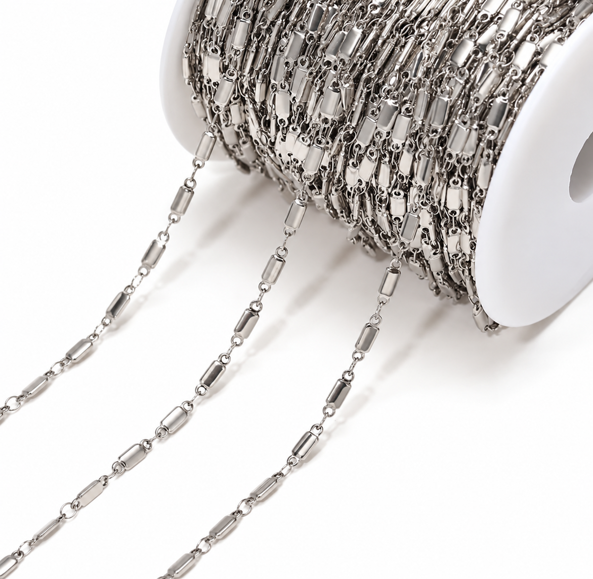 DIYS312 Rectangular Link chain Silver ( 1 feet )  PVD Plated