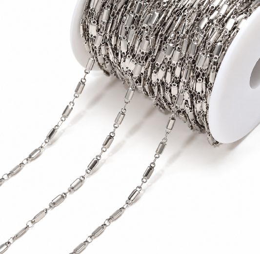 DIYS312 Rectangular Link chain Silver ( 1 feet )  PVD Plated