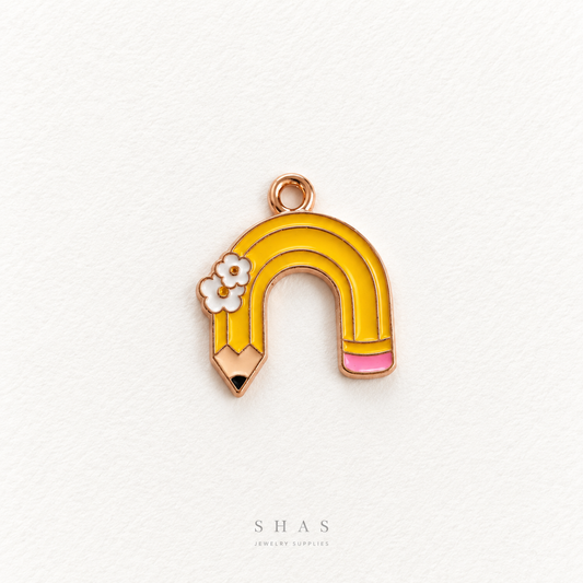 EC09S Floral Pencil Enamel Charm ( 1 pc ) High Quality Shine