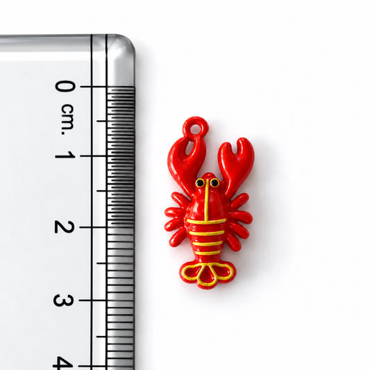 APC04Y Red Shrimp 3D Charm ( 1 PC ) Premium Alloy Printed