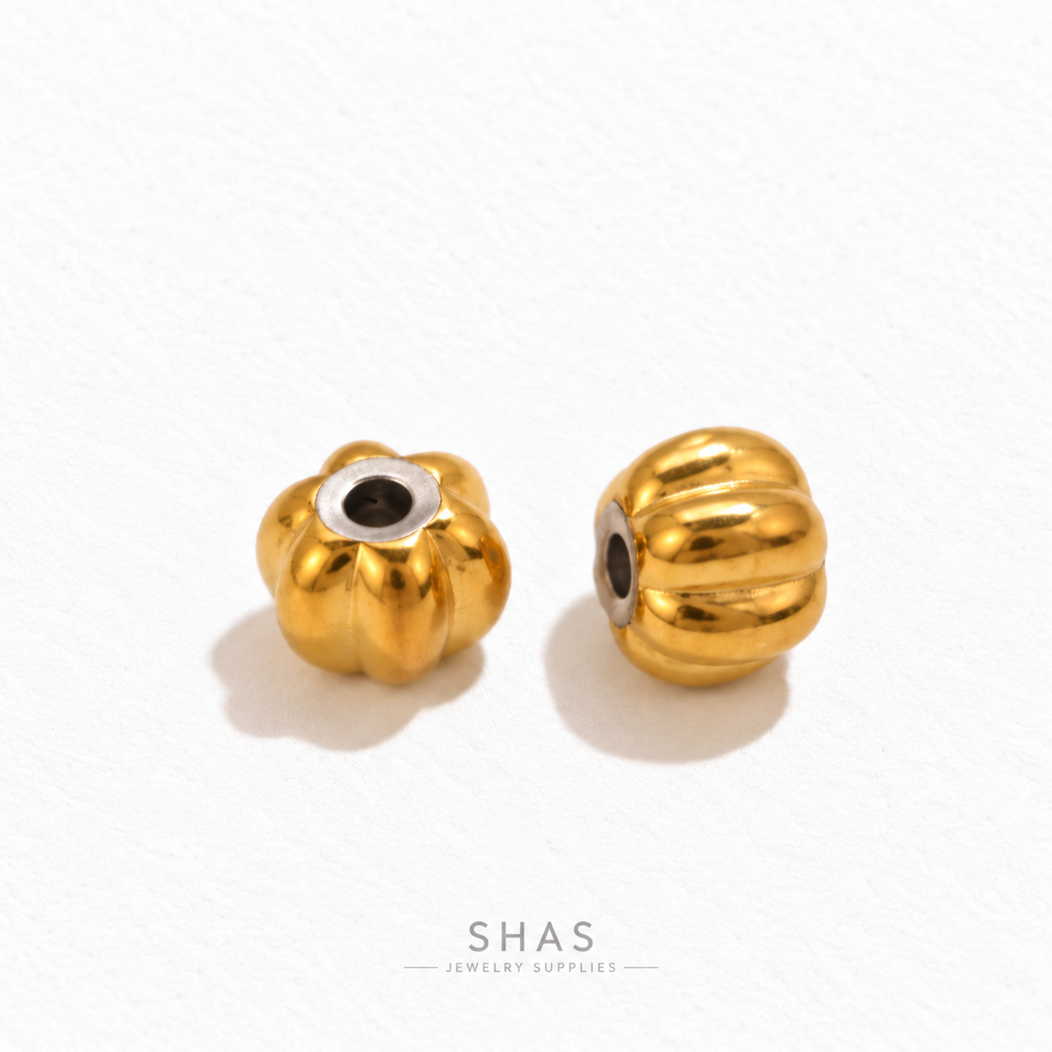 SSB23 Pumpkin Spacer Bead Gold ( 1 pc ) PVD Plated