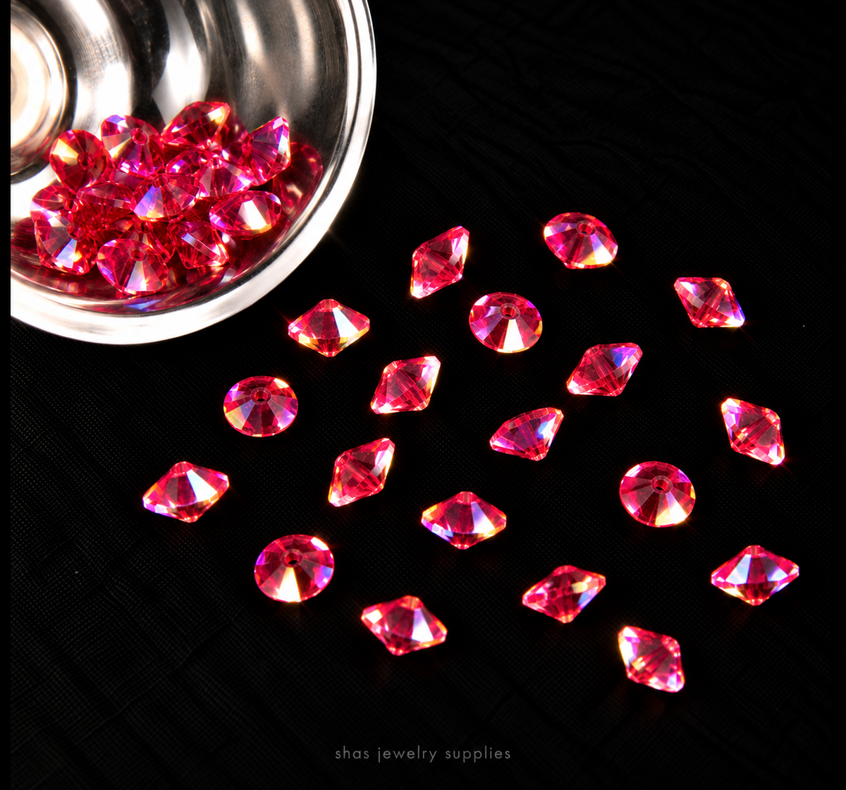 GB81 Saucer Satellite Crystal Beads Holographic Edge ( 1 pc ) 5A Quality