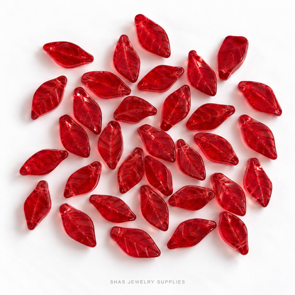 GB73 Tiny Leaf Glass Beads ( 1 pc ) Czech Bead