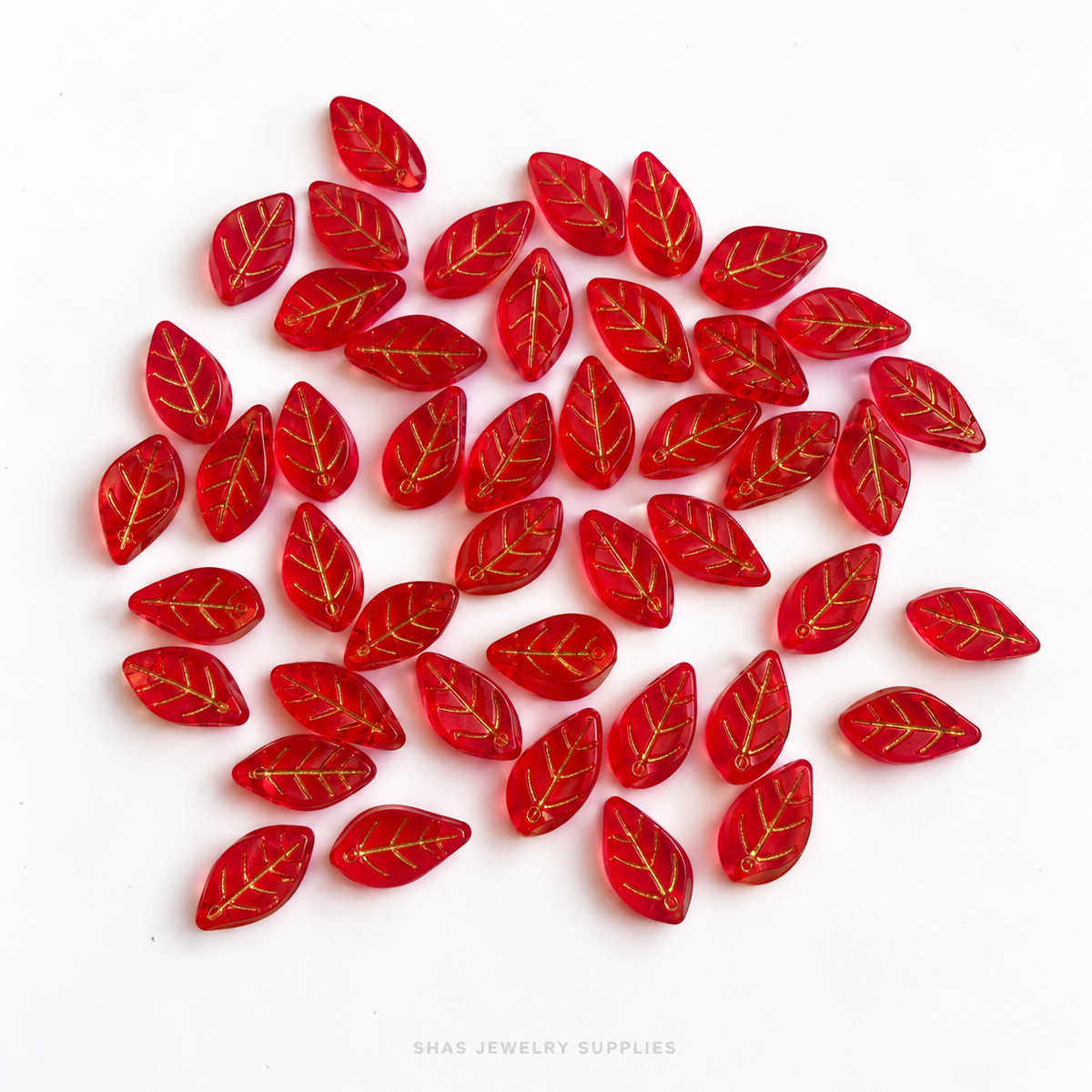 GB79 Big Leaf Gold Glass Beads ( 1 pc ) Lamp work