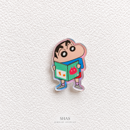 AB117T Shinchan Reading Acrylic Cabochon ( 1 pc )