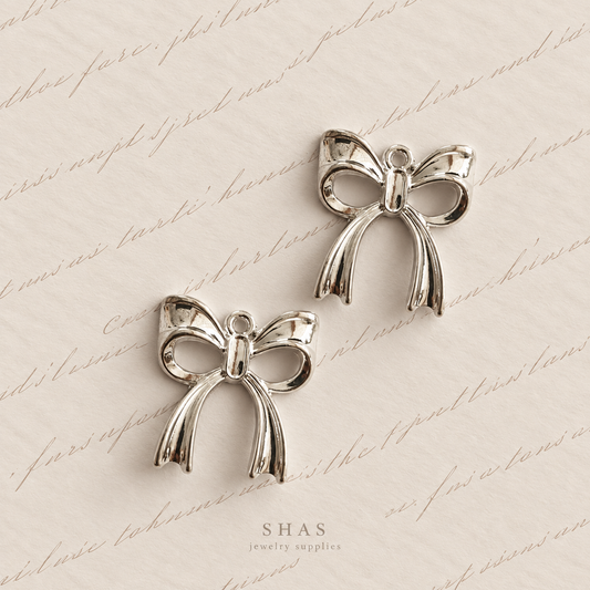 AC05Z Silver Bow Y2K Charm ( 1 pc ) High Quality Alloy