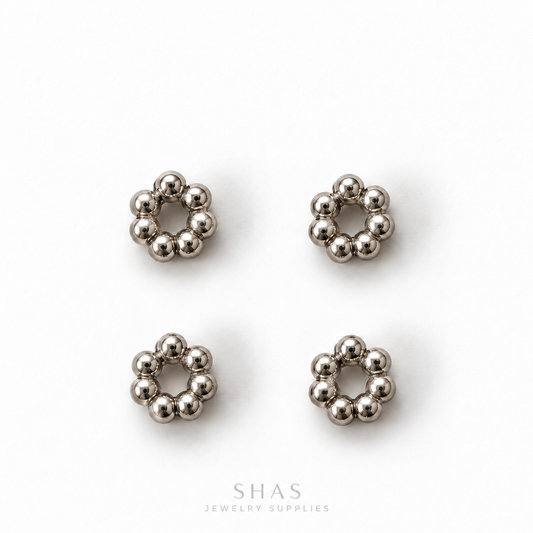 SSB33 Dot Flower Spacer Bead ( 1 pc ) PVD Plated