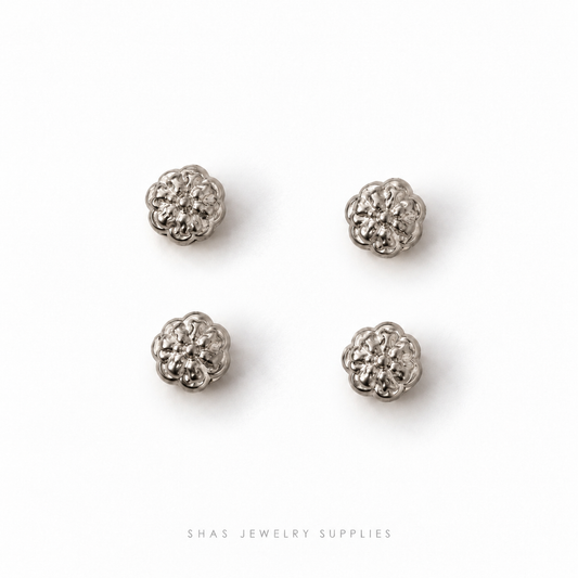 SSB39 Double layered flower Spacer Bead ( 1 pc ) PVD Plated