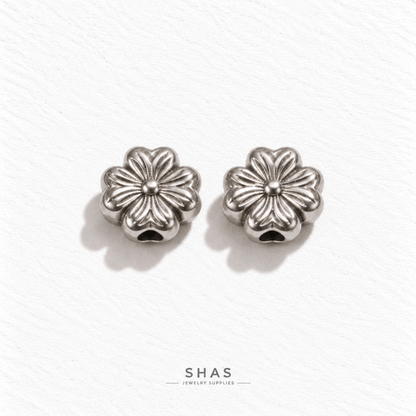 SSB27 Four Petal Flower Spacer Bead ( 1 pc ) PVD Plated
