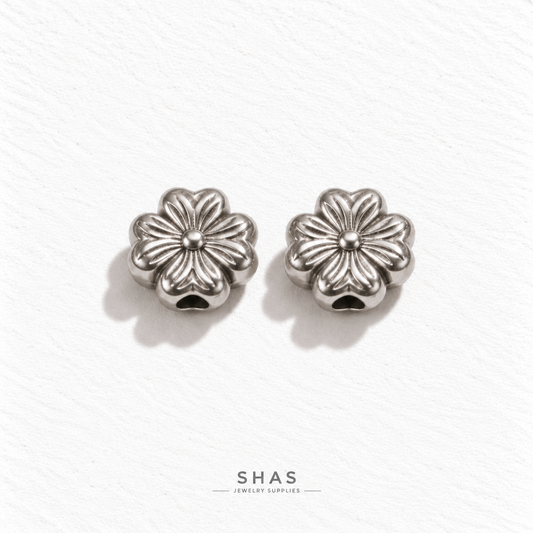 SSB27 Four Petal Flower Spacer Bead ( 1 pc ) PVD Plated