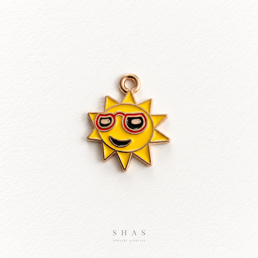 EC09Q Cute Sun Enamel Charm ( 1 pc ) High Quality Shine