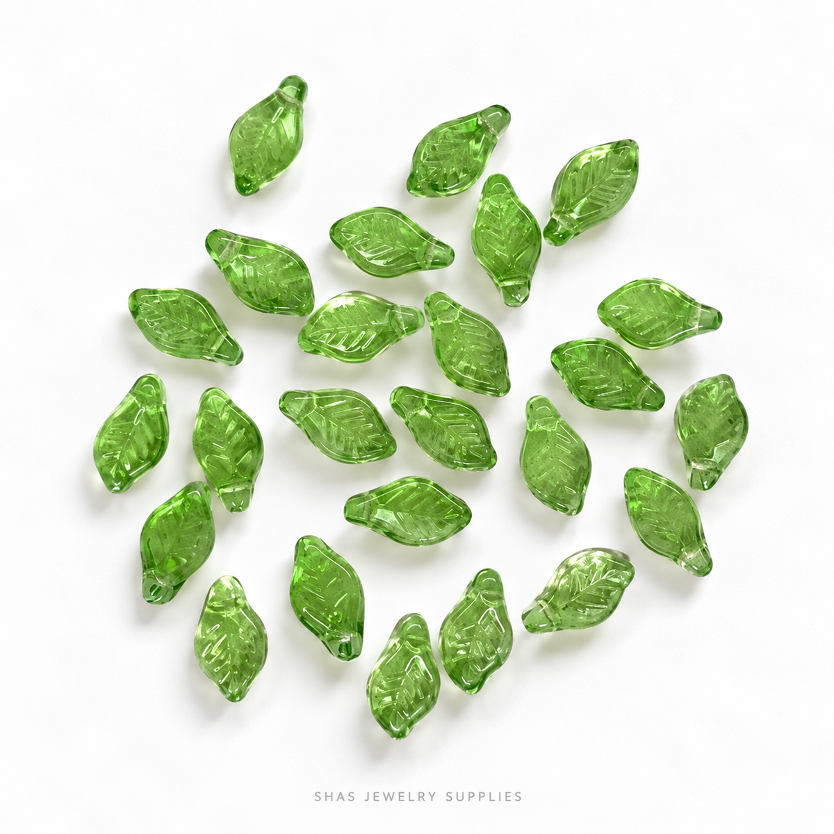 GB73 Tiny Leaf Glass Beads ( 1 pc ) Czech Bead