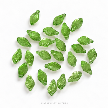 GB73 Tiny Leaf Glass Beads ( 1 pc ) Czech Bead