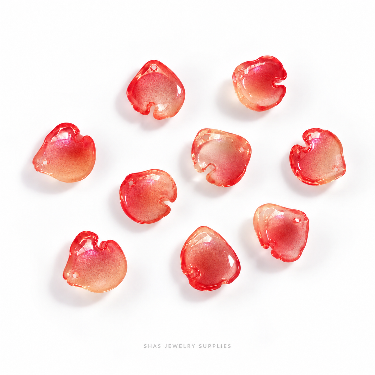 GB74 Peony Petal Glass Beads ( 1 pc ) Czech Bead