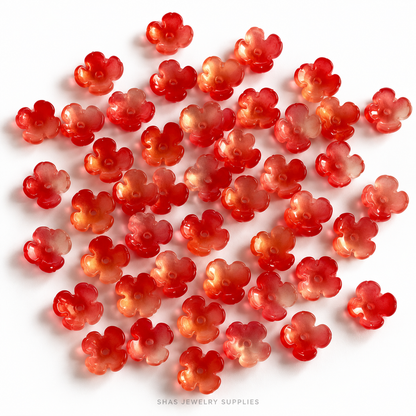 GB71 Four Petal Flower Glass Beads ( 1 pc ) Czech Bead