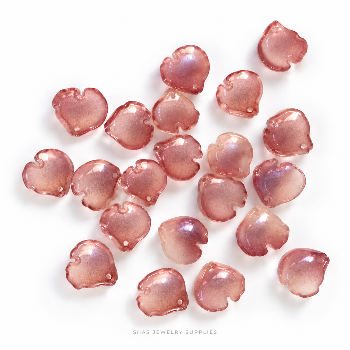 GB74 Peony Petal Glass Beads ( 1 pc ) Czech Bead