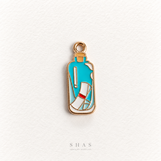 EC09U Ocean message Bottle Enamel Charm ( 1 pc ) High Quality Shine