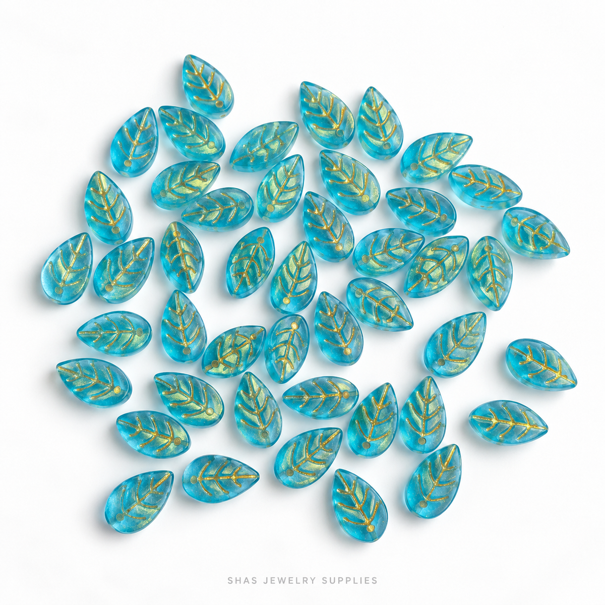 GB79 Big Leaf Gold Glass Beads ( 1 pc ) Lamp work