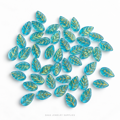 GB79 Big Leaf Gold Glass Beads ( 1 pc ) Lamp work