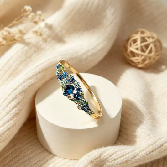 BSJ31B Greenish blue Flower Bracelet Premium 18k gold PVD plated Brass