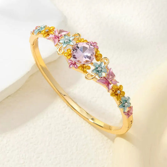 BSJ31C Purple Stone Colorful Bracelet Premium 18k gold PVD plated Brass