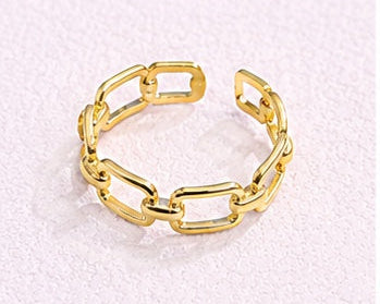 RSJ20G CHAIN Adjustable Ring -  18k Gold PVD plated 316  stainless steel - Anti tarnish