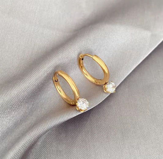 ESJ14G CIRCLE ZIRCON hoop Earrings - 18k Gold PVD plated 316 stainless steel - Anti tarnish