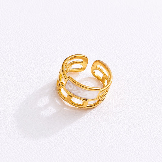 RSJ20B Verdant Willow Adjustable Ring -  18k Gold PVD plated 316  stainless steel - Anti tarnish