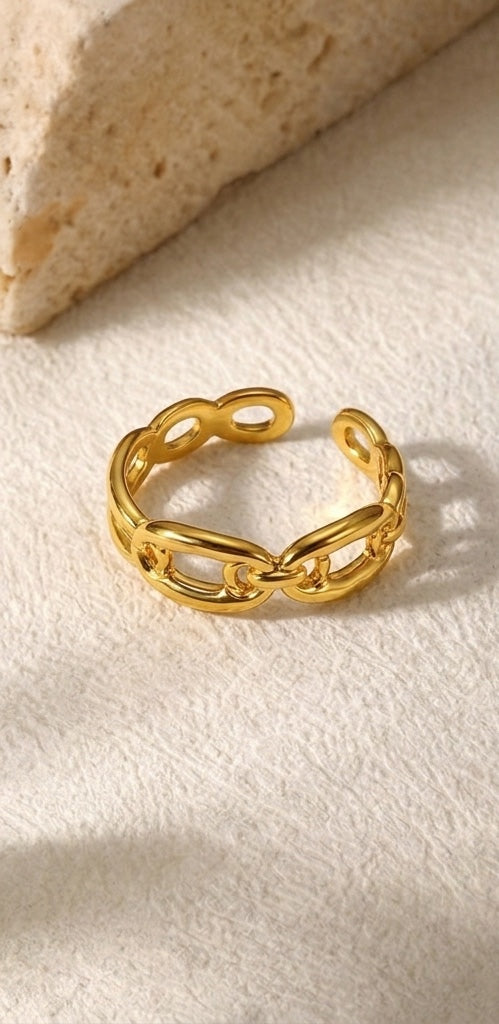 RSJ22D Adjustable Ring -  18k Gold PVD plated 316  stainless steel - Anti tarnish