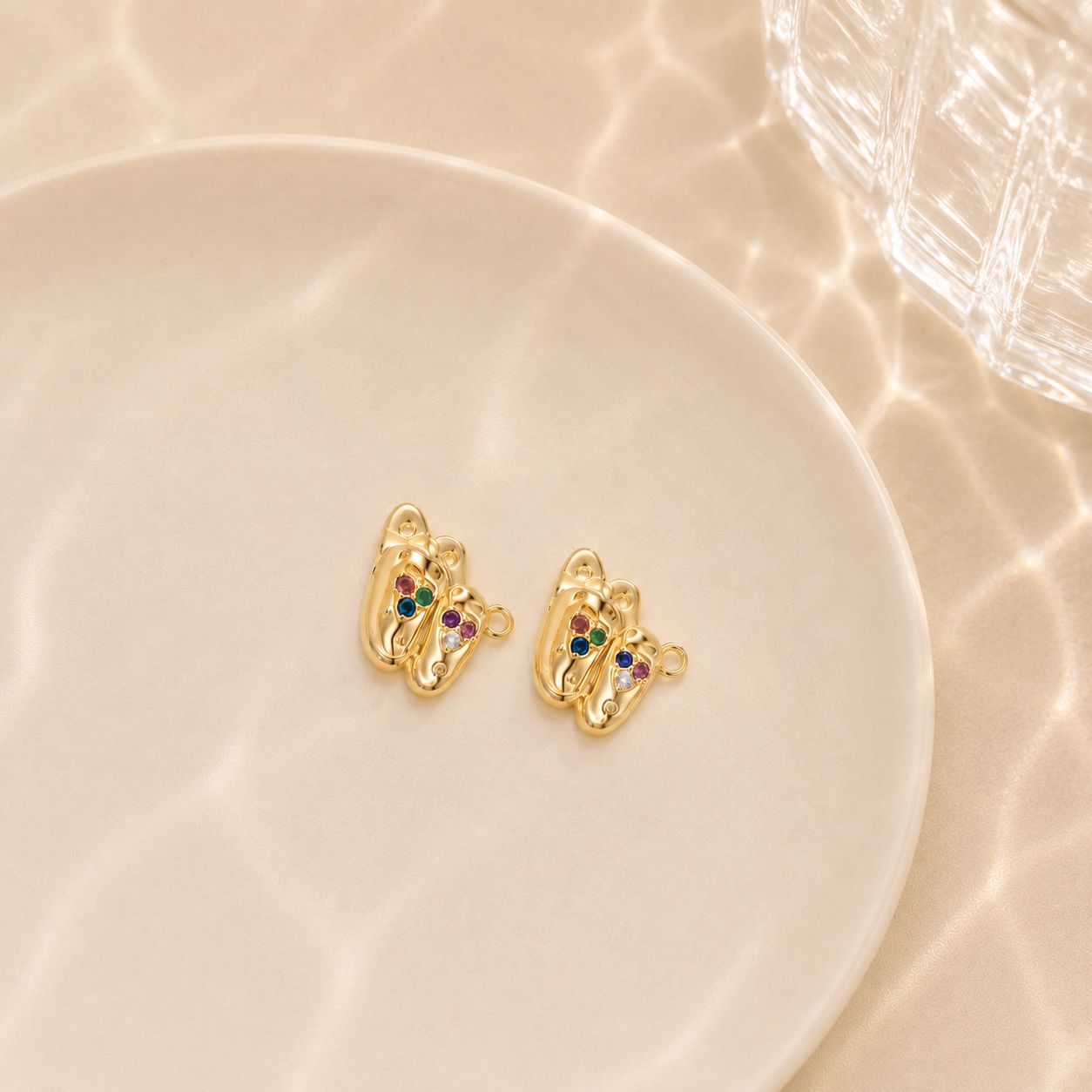 GPC16P Slipper Multicolour Zircon charm ( 1 PC ) 14k gold plated