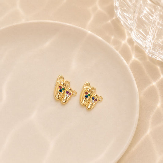 GPC16P Slipper Multicolour Zircon charm ( 1 PC ) 14k gold plated