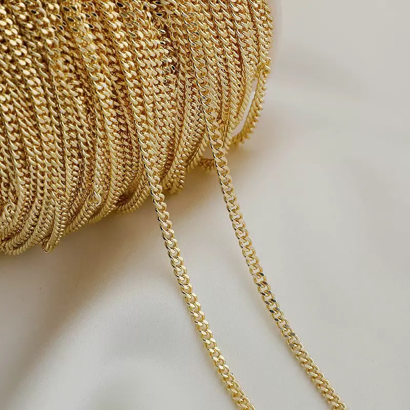 DIYB25 Flash Flat Chain 14k Gold Plated ( 1 feet )