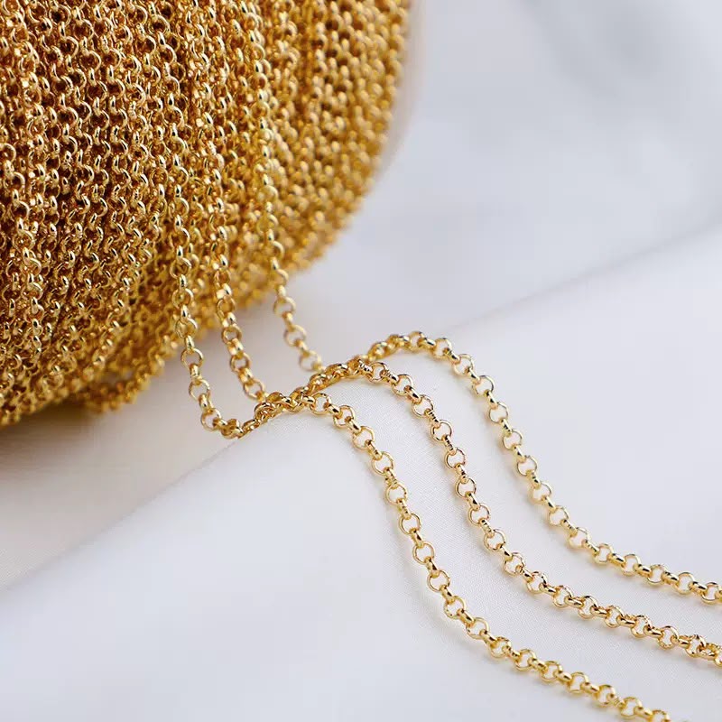 DIYB34 Dainty Round Loop Chain 14k Gold Plated ( 1 feet )
