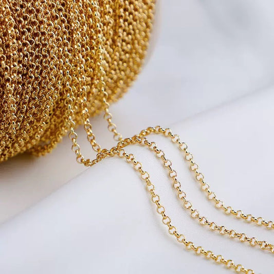 DIYB35 Round Loop Chain 14k Gold Plated ( 1 feet )