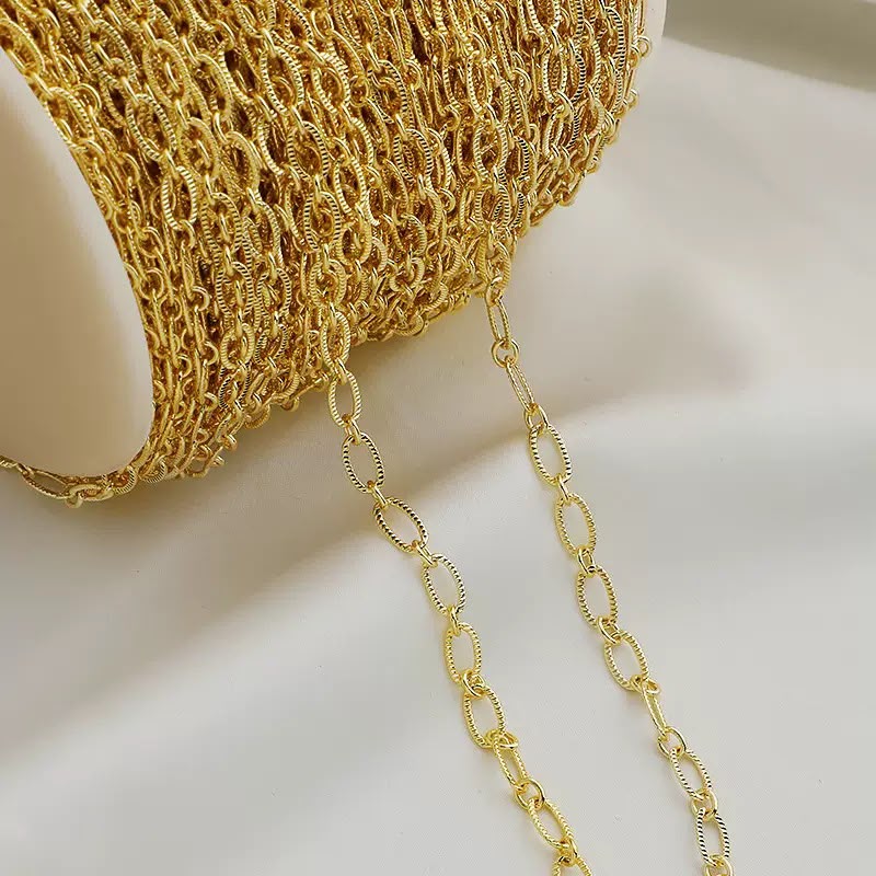 DIYB26 Textured Long Chain 14k Gold Plated ( 1 feet )