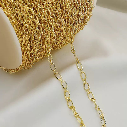 DIYB26 Textured Long Chain 14k Gold Plated ( 1 feet )