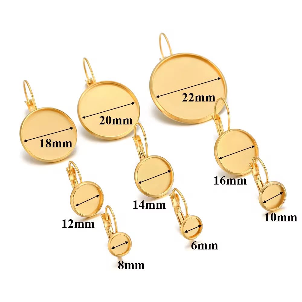 STS11 Cabochon Earring Stud 18k Gold ( 2 pc ) PVD Plated